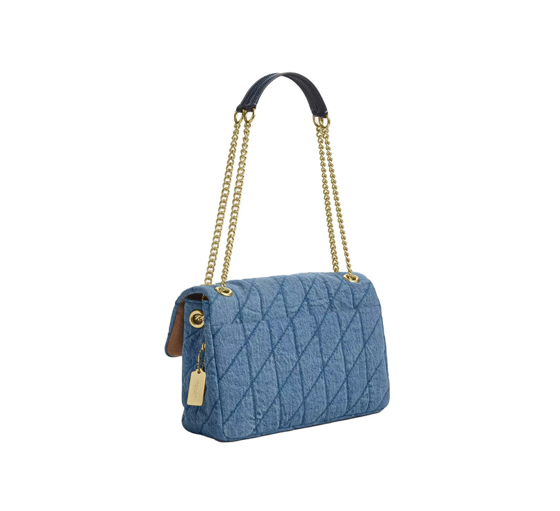 Coach Women's Elodie Crossbody Bag In Regenerative Cotton With Quilting Gold/Indigo