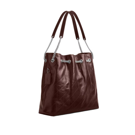 Coach Women's Evelyn Large Shoulder Bag With Quilting Silver/Maple