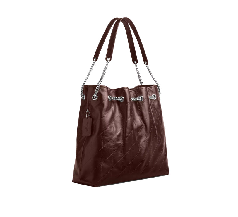 Coach Women's Evelyn Large Shoulder Bag With Quilting Silver/Maple