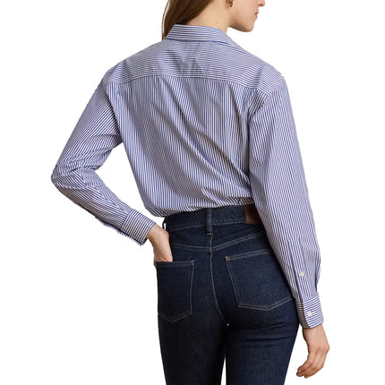 Polo Ralph Lauren Women's Relaxed Fit Striped Stretch Cotton Shirt Blue/White