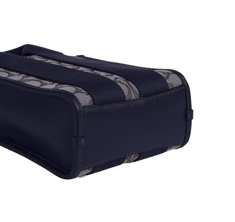 Coach Women's Smith Mini Tote Bag In Signature Jacquard Gold/Navy/Midnight Navy