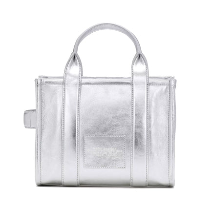 Marc Jacobs Women's The Metallic Leather Small Tote Bag Silver