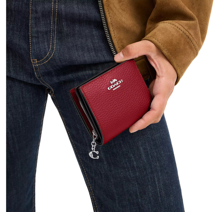 Coach Women's Snap Wallet Silver/Dark Cardinal