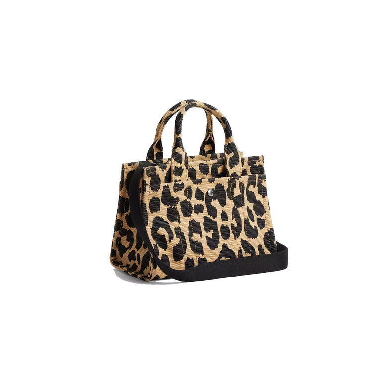 Coach Women's Cargo Tote Bag 20 With Leopard Print Silver/Black