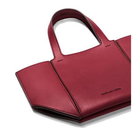 Michael Kors Women's Jordi Small Leather Tote Bag Deep Red