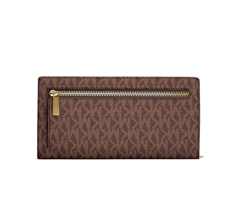 Michael Kors Women's Carson Large Signature Logo Wallet Brown