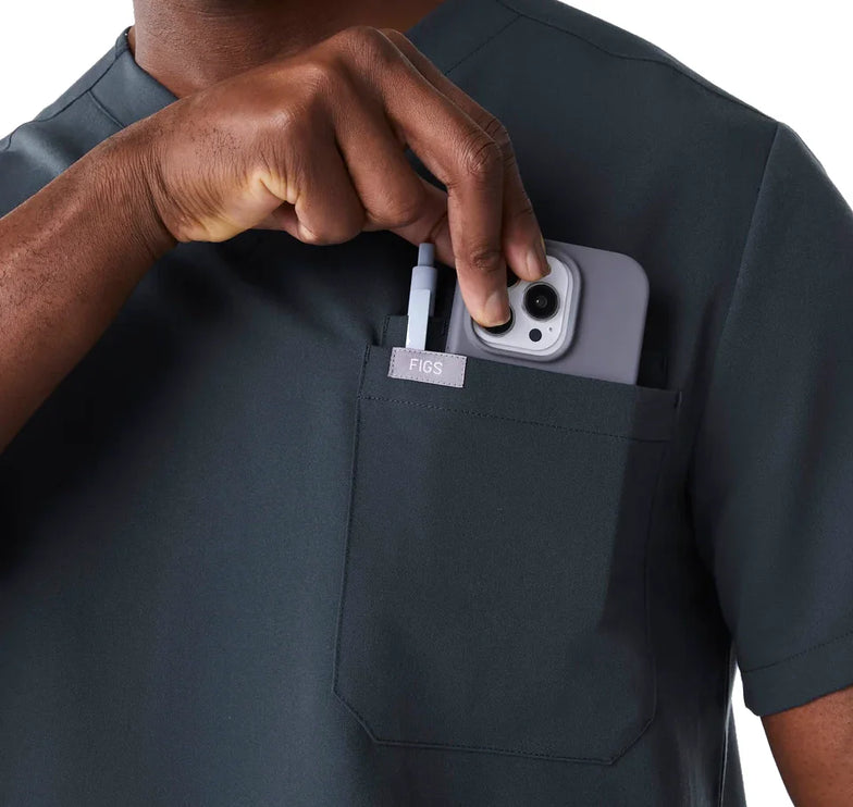 FIGS Men's Leon Three Pocket Scrub Top Dark Harbor