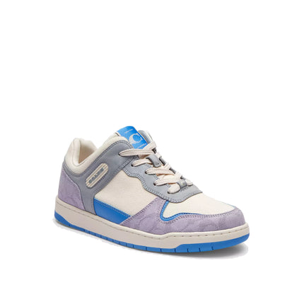 Coach Women's C201 Low Top Sneaker In Signature Canvas Chalk/Soft Purple