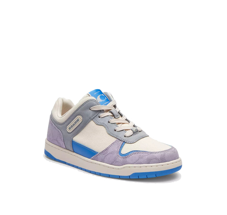 Coach Women's C201 Low Top Sneaker In Signature Canvas Chalk/Soft Purple