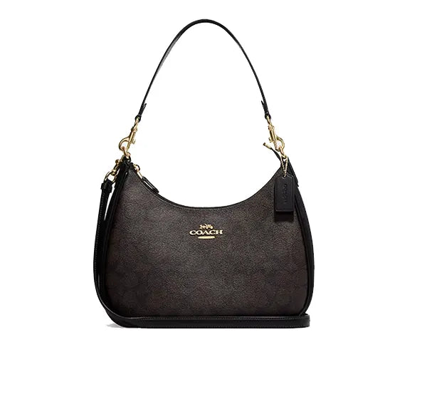 Coach Women's Teri Hobo In Signature Canvas Gold/Brown Black - Hemen Kargoda