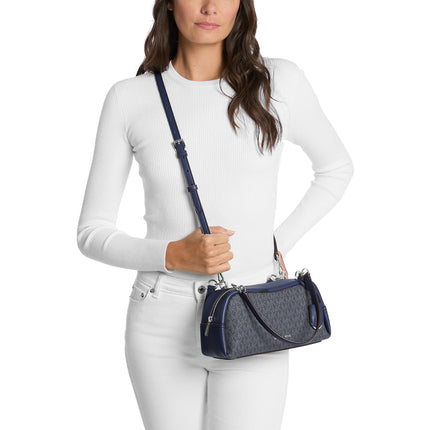 Michael Kors Women's Cecily Small Signature Logo Shoulder Bag Admiral/Silver