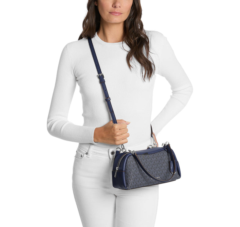 Michael Kors Women's Cecily Small Signature Logo Shoulder Bag Admiral/Silver