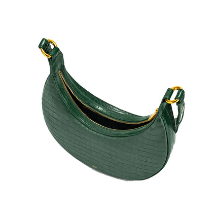 JW PEI Women's Carly Saddle Bag Dark Green Croc