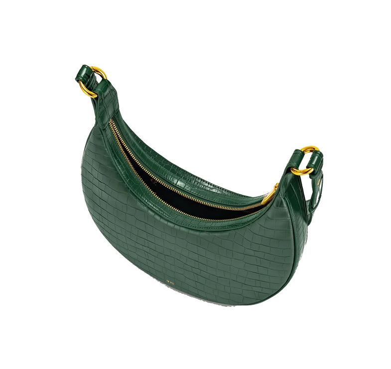JW PEI Women's Carly Saddle Bag Dark Green Croc