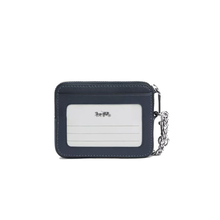 Coach Women's Zip Card Case With Quilting Silver/Denim