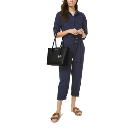 Michael Kors Women's Jet Set Travel Small Saffiano Leather Top-Zip Tote Bag Gold/Black