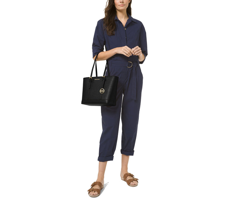 Michael Kors Women's Jet Set Travel Small Saffiano Leather Top-Zip Tote Bag Gold/Black