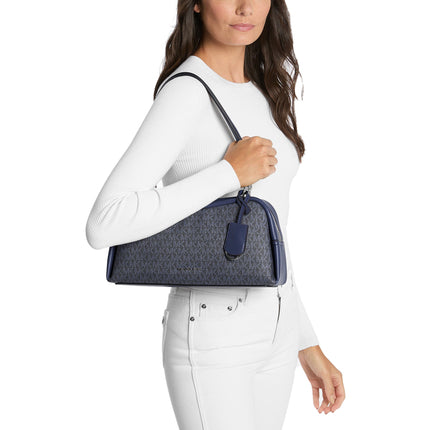 Michael Kors Women's Cecily Medium Signature Logo Shoulder Bag Admiral/Silver