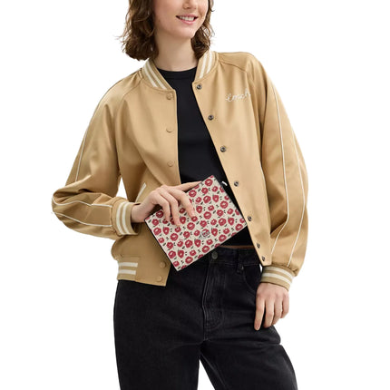 Coach Women's Slim Crossbody Bag With Floral Print Silver/Chalk/Black Multi