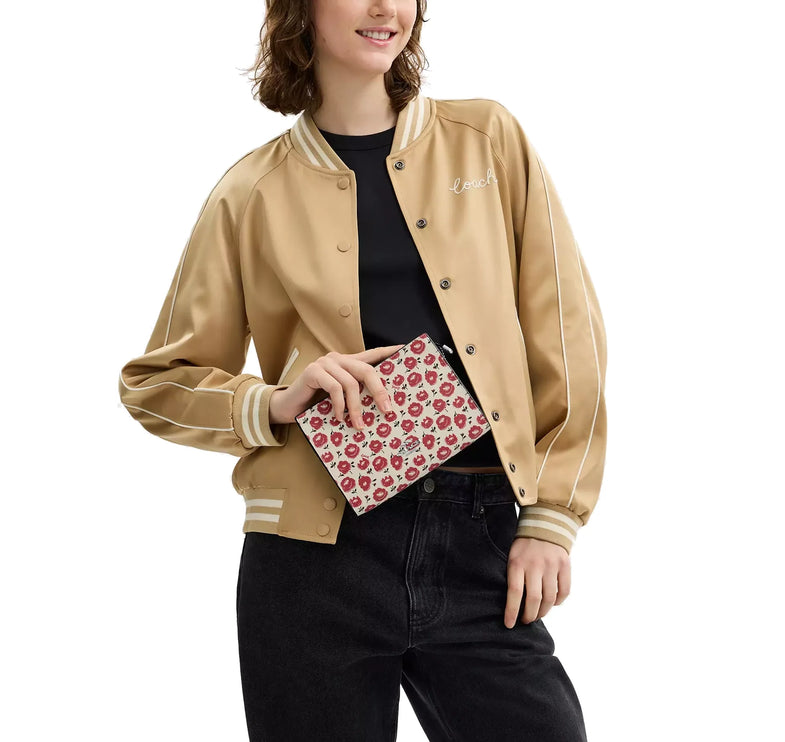 Coach Women's Slim Crossbody Bag With Floral Print Silver/Chalk/Black Multi