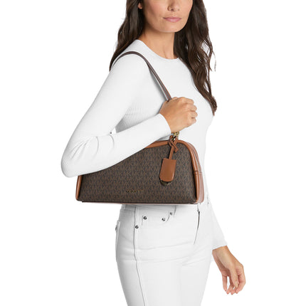 Michael Kors Women's Cecily Medium Signature Logo Shoulder Bag Brown