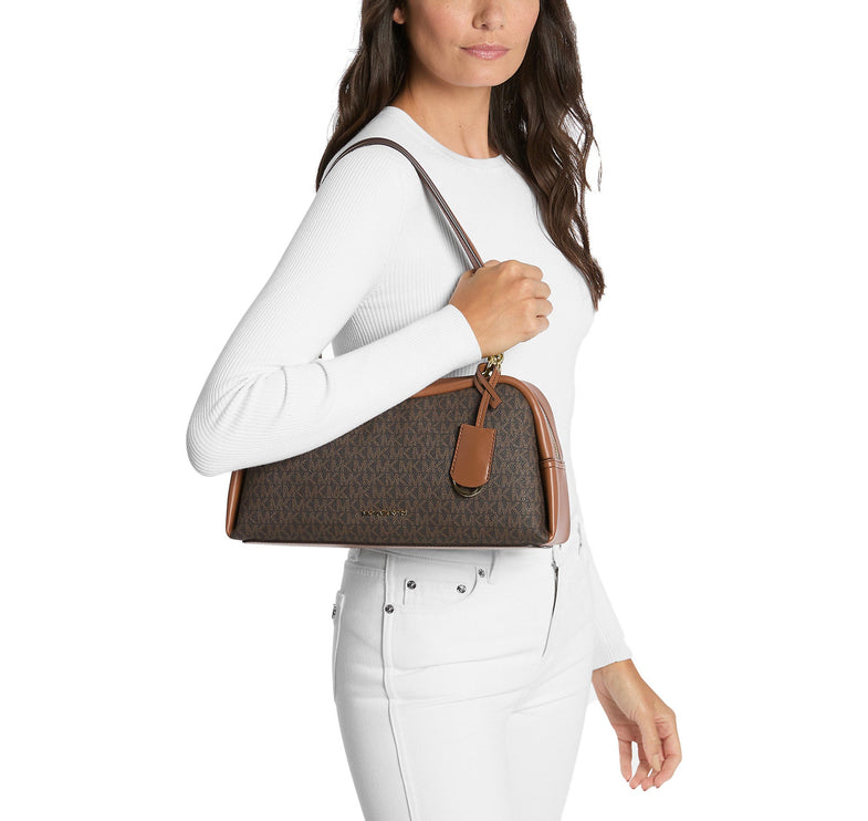 Michael Kors Women's Cecily Medium Signature Logo Shoulder Bag Brown