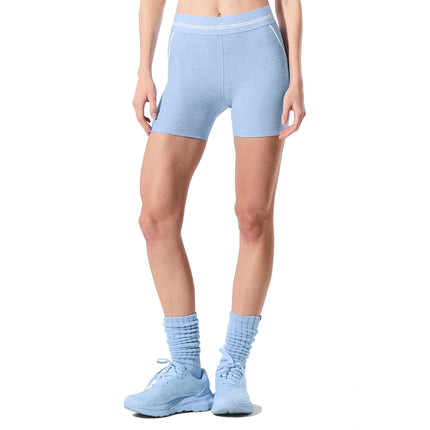alo Women's 4” Alosoft High-Waist Heart Throb Short Seashell Blue Heather/White