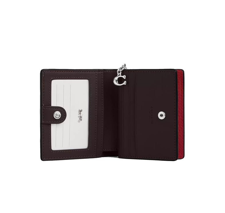 Coach Women's Snap Wallet Silver/Dark Cardinal
