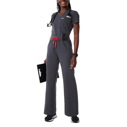 FIGS Women's High Waisted Isabel Wide Leg Scrub Pants Charcoal