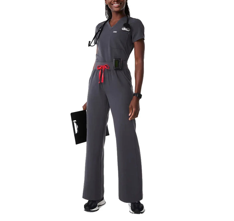 FIGS Women's High Waisted Isabel Wide Leg Scrub Pants Charcoal