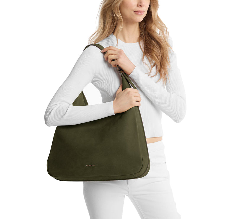 Michael Kors Women's Nolita Large Nubuck Hobo Shoulder Bag Ivy