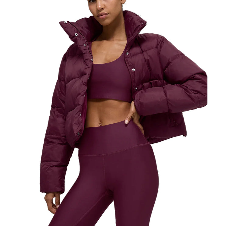alo Women's Gold Rush Puffer Burgundy