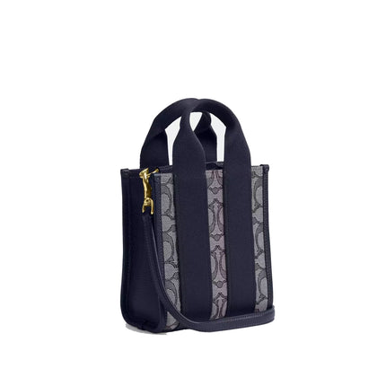 Coach Women's Smith Mini Tote Bag In Signature Jacquard Gold/Navy/Midnight Navy