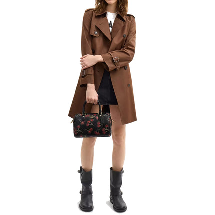 Coach Women's Rowan Satchel Bag With Cherry Print Gold/Black Multi