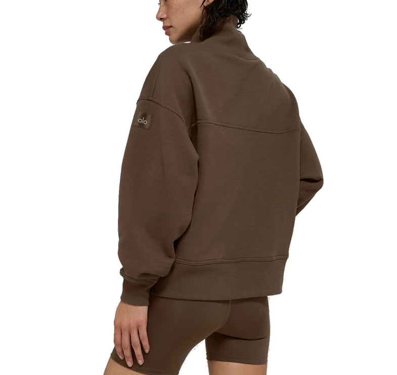 alo Women's Hazy Mock Neck Pullover Espresso