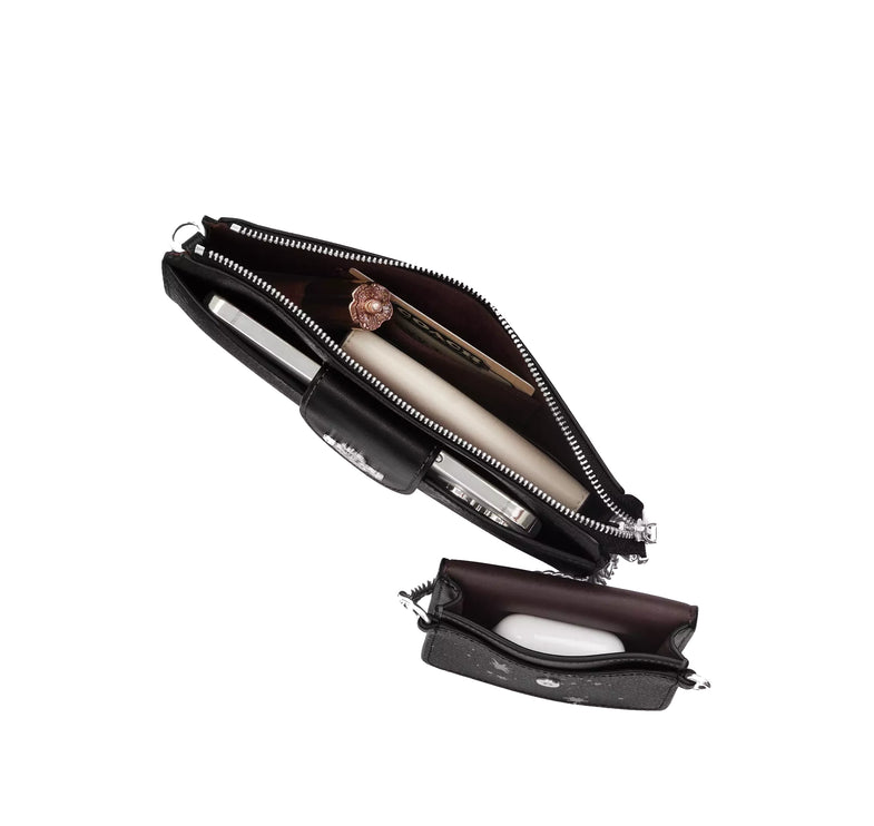 Coach Women's Poppy Crossbody Bag With Star Print Silver/Black Multi