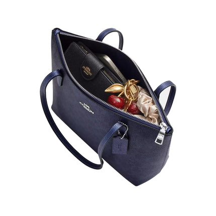 Coach Women's Fiona Zip Tote Bag In Signature Canvas Silver/Blue/Navy