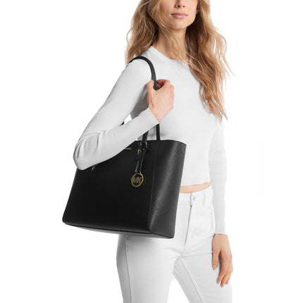 Michael Kors Women's Charlotte Large Saffiano Leather 3-in-1 Tote Bag Black/Gold