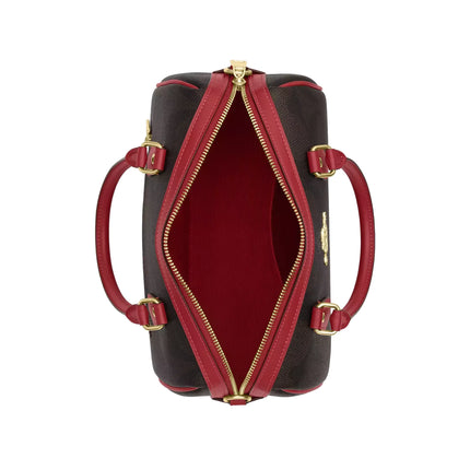 Coach Women's Rowan Satchel Bag In Maxi Signature Canvas Gold/Walnut/True Red