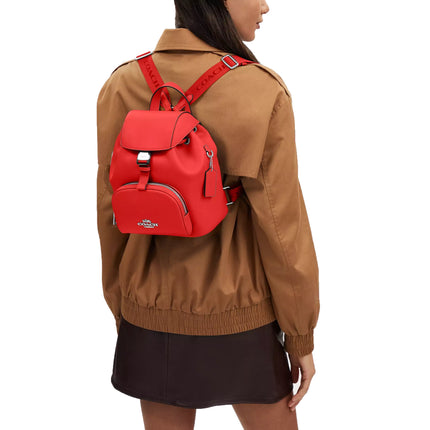 Coach Women's Pace Backpack Silver/Miami Red