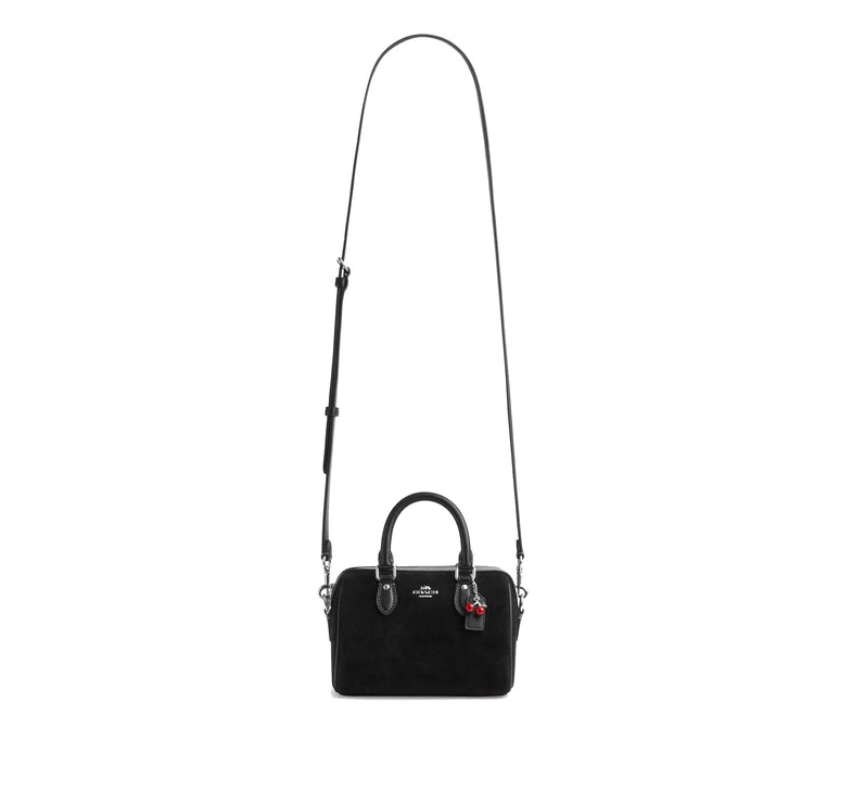 Coach Women's Mini Rowan Crossbody Bag With Cherry Charm Black/Silver