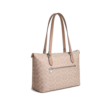 Coach Women's Gallery Tote Bag In Signature Canvas Silver/Sand/Taupe