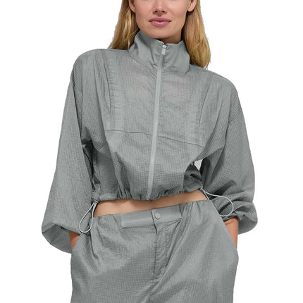 alo Women's Game Time Full Zip Jacket Lunar Grey