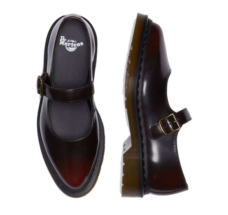 Dr. Martens Women's Elphie Mary Jane Leather Shoes Cherry Red