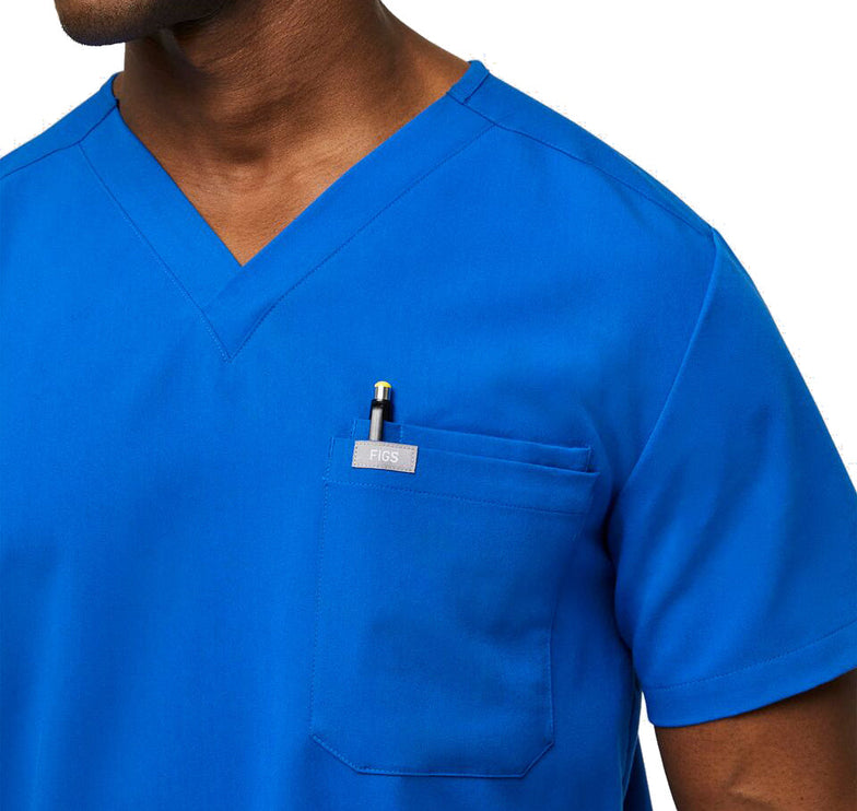 FIGS Men's Leon Three Pocket Scrub Top Royal Blue