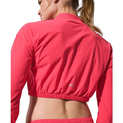 alo Women's Cropped Breezy Full-Zip Cover Up Candy Red