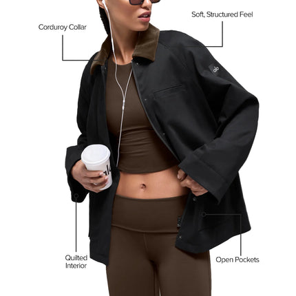 alo Women's Twill Barn Jacket Black/Espresso