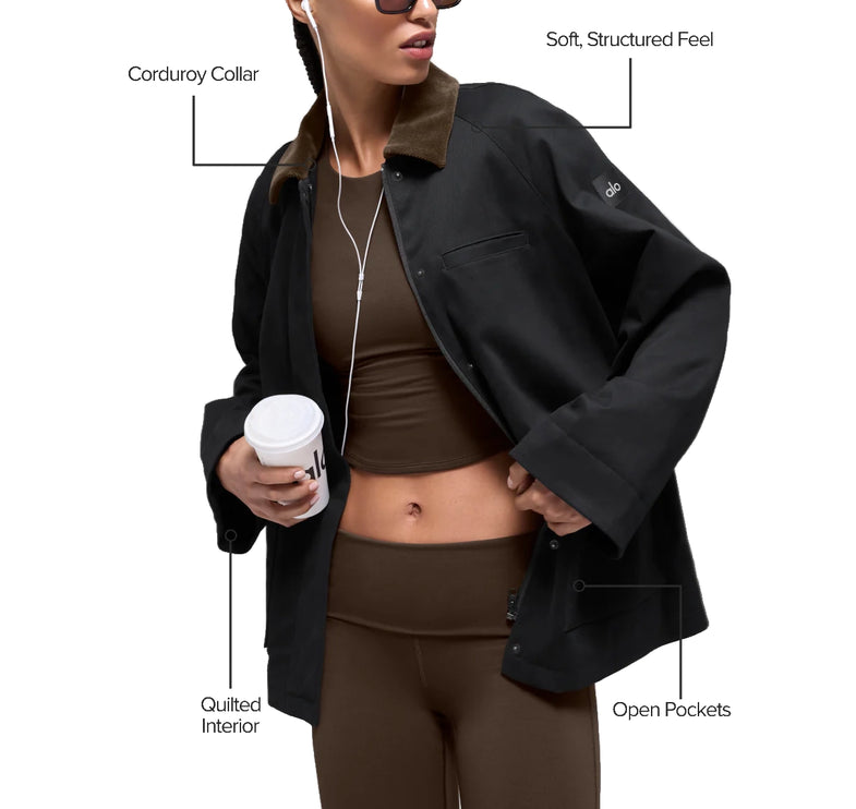 alo Women's Twill Barn Jacket Black/Espresso