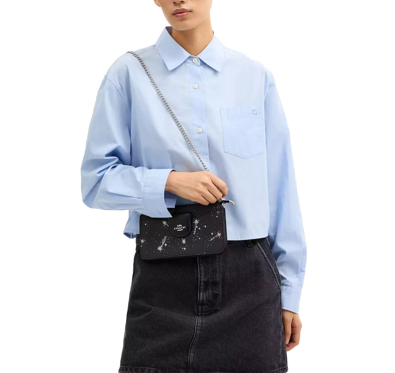 Coach Women's Poppy Crossbody Bag With Star Print Silver/Black Multi