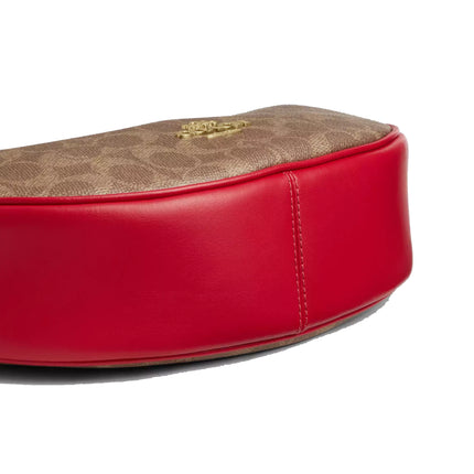 Coach Women's Aria Shoulder Bag In Signature Canvas Gold/Tan/Carnation